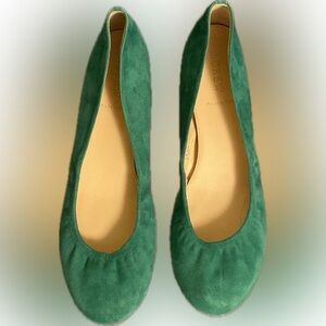J Crew Cece Suede Ballet flats Oasis Green size 10